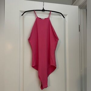 NWT Zara Hot Pink Halter Body Suit in Size Medium